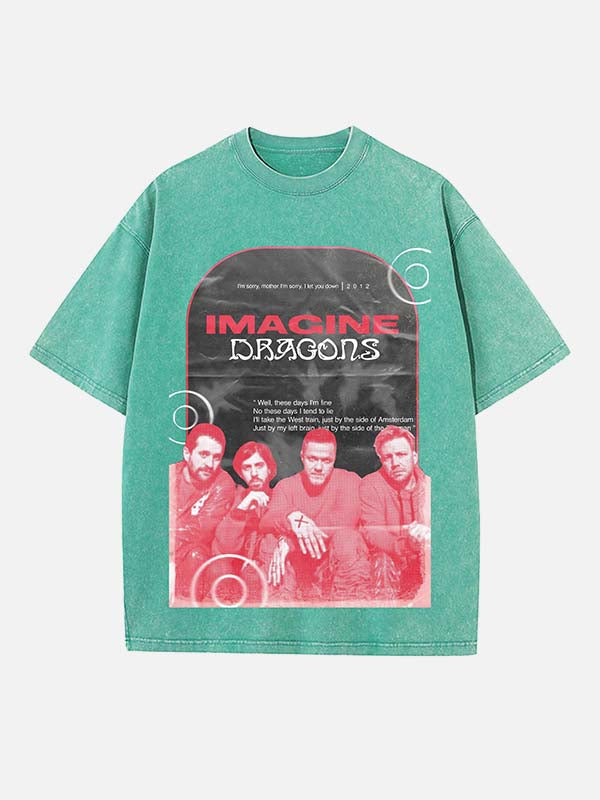 Imagine Dragons Print Round Neck T-shirt
