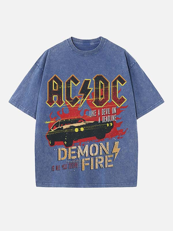 AC/DC Print Round Neck T-shirt