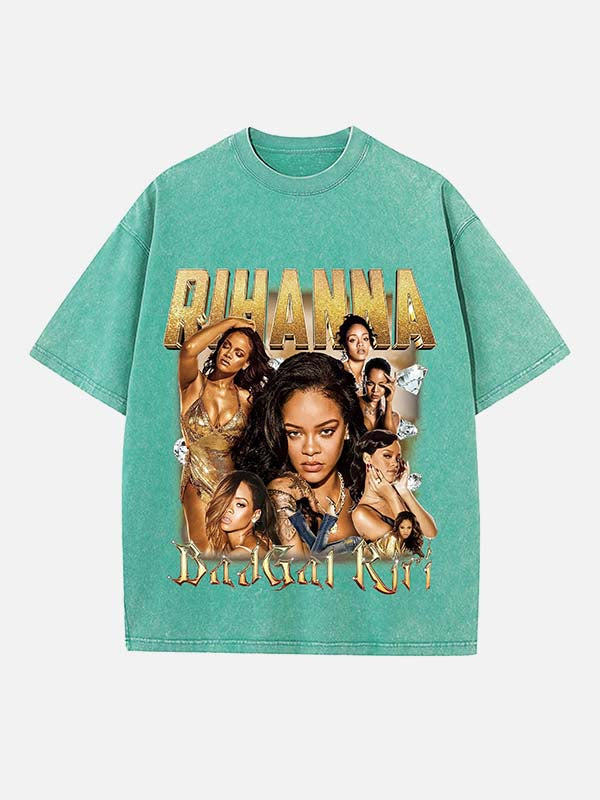 Rihanna Print Round Neck T-shirt