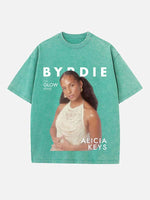 Alicia Keys Print Round Neck T-shirt