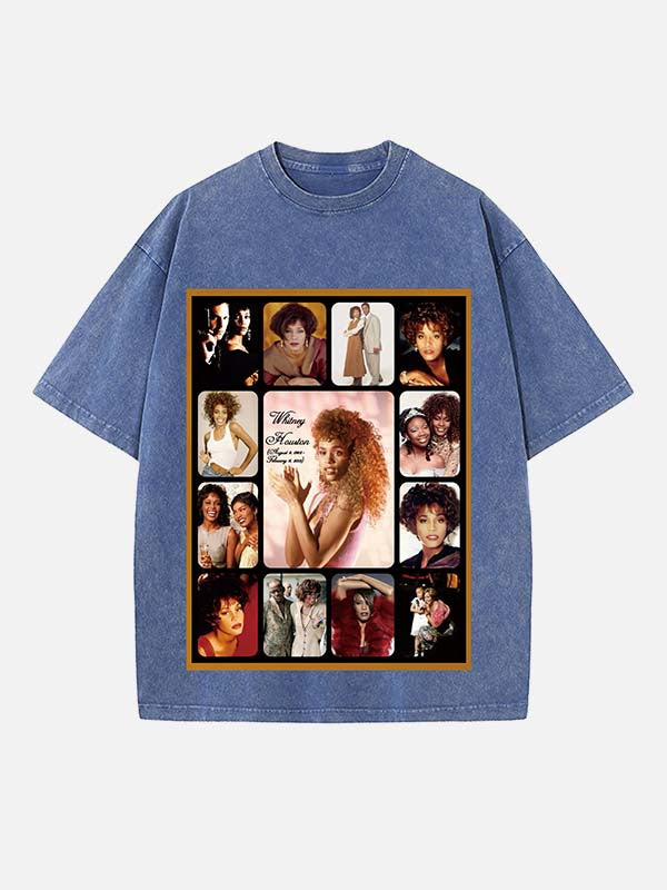 Whitney Houston Print Round Neck T-shirt