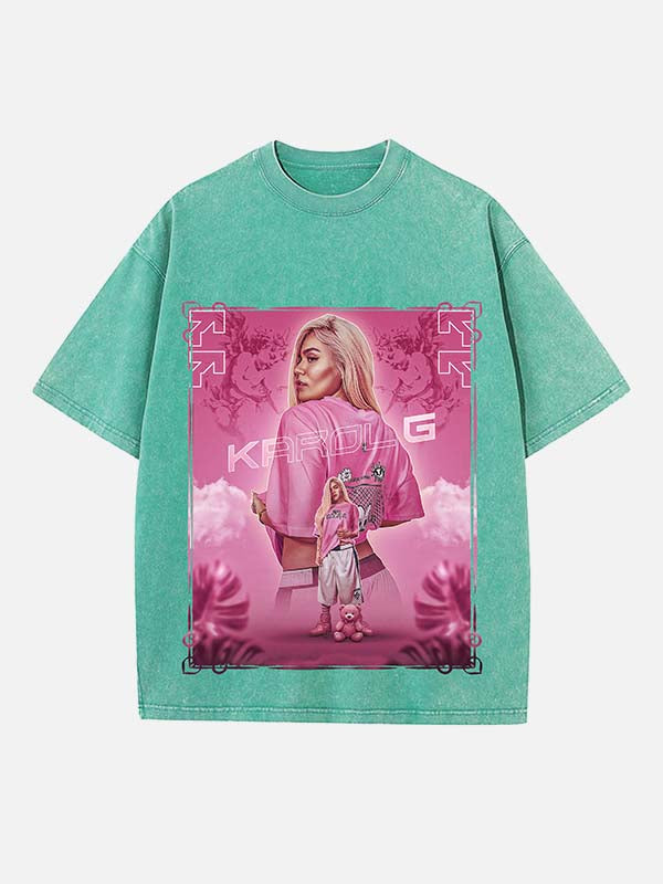 Karol G Print Round Neck T-shirt