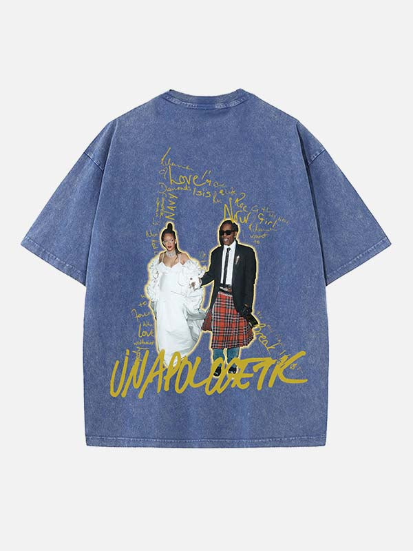 Rihanna Print Round Neck T-shirt