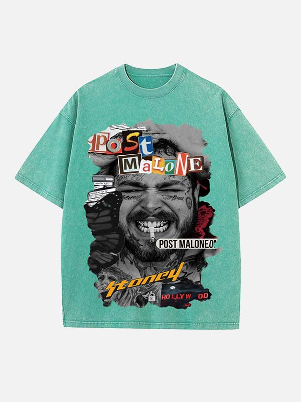 Post Malone Print Round Neck T-shirt