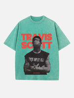 Travis Scott Print Round Neck T-shirt