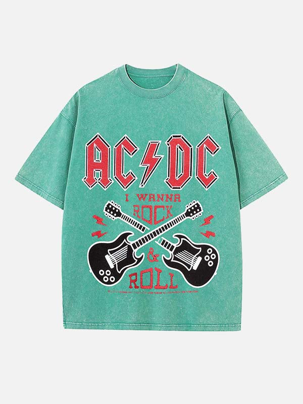 AC/DC Print Round Neck T-shirt