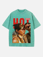 LE SSERAFIM Hong Eunchae Print Round Neck T-shirt