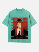 BLACKPINK Jennie Print Round Neck T-shirt