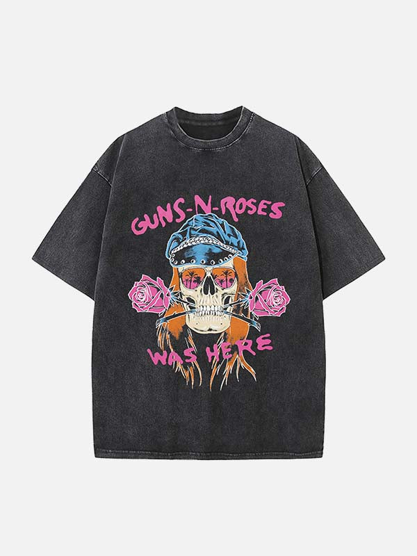 GUNS N' ROSES Print Round Neck T-shirt