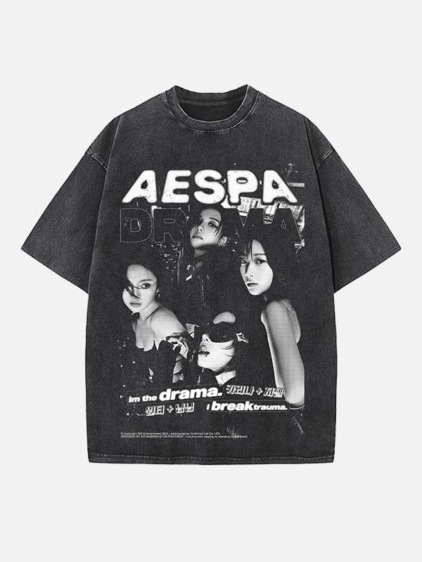 Aespa Print Round Neck T-shirt