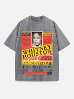 Whitney Houston Print Round Neck T-shirt