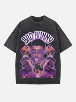 Bad Bunny Print Round Neck T-shirt