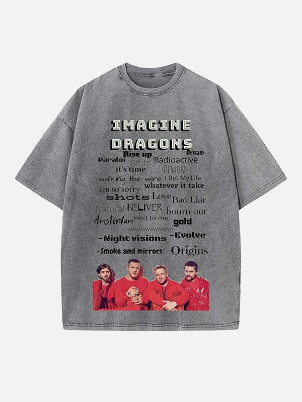 Imagine Dragons Print Round Neck T-shirt