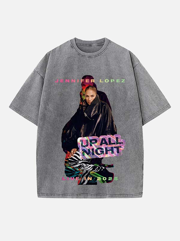 Jennifer Lopez Print Round Neck T-shirt
