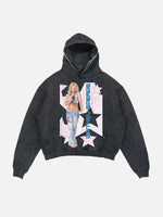 Britney Spears Print Slant Pockets Hoodie