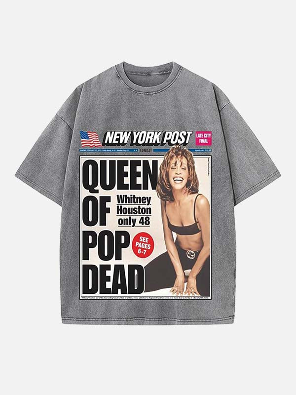 Whitney Houston Print Round Neck T-shirt