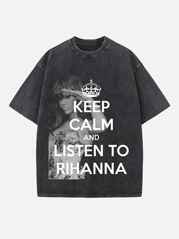 Rihanna Print Round Neck T-shirt