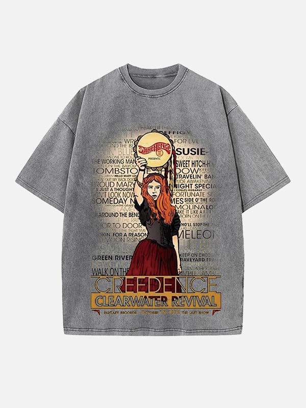 Creedence Clearwater Revival Print Round Neck T-shirt