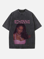 Rihanna Print Round Neck T-shirt