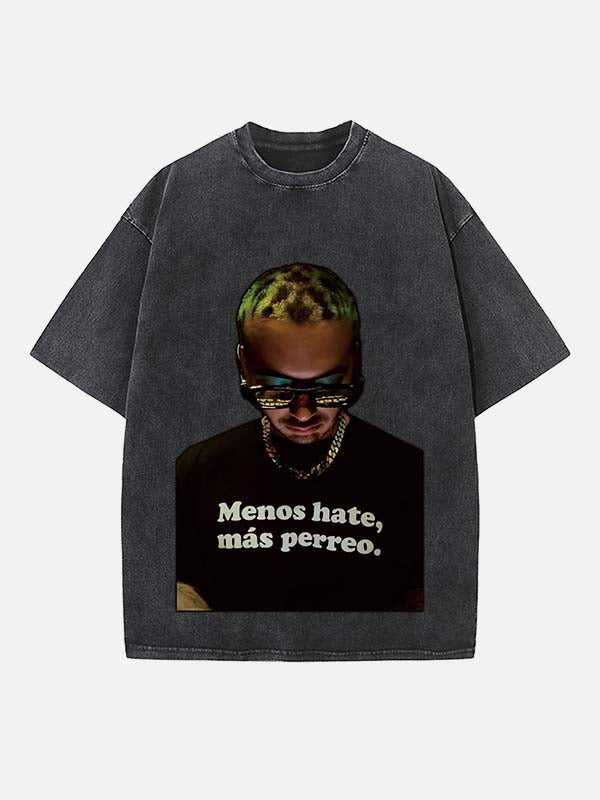 J Balvin Print Round Neck T-shirt