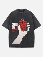 Green Day Print Round Neck T-shirt