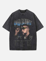 Bad Bunny Print Round Neck T-shirt