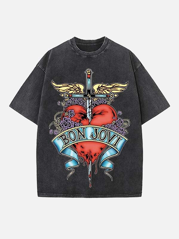 Bon Jovi Print Round Neck T-shirt