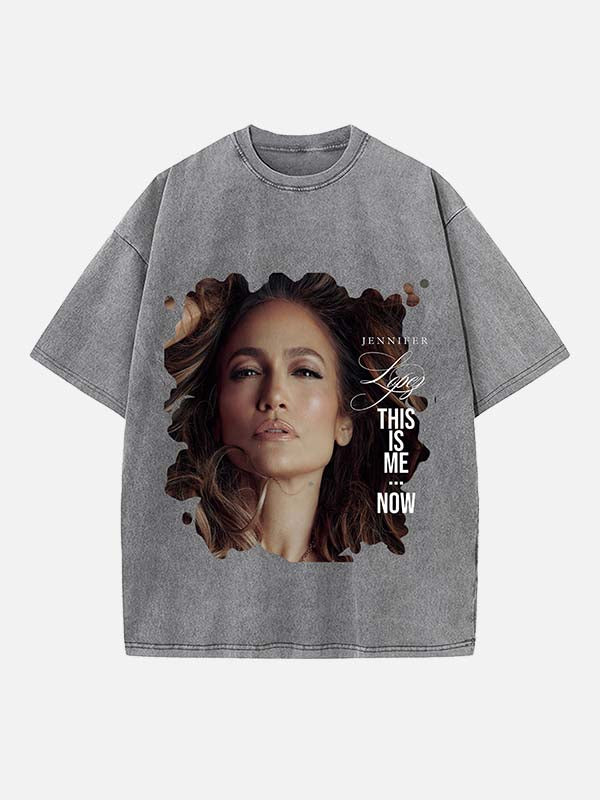 Jennifer Lopez Print Round Neck T-shirt