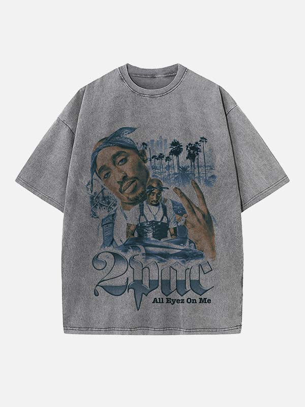 2Pac Print Round Neck T-shirt