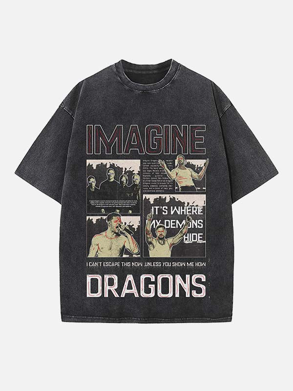 Imagine Dragons Print Round Neck T-shirt