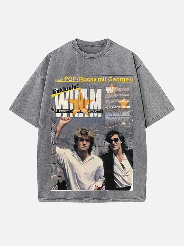 George Michael Wham! Print Round Neck T-shirt