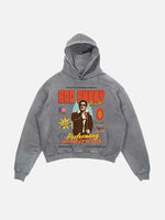 Bad Bunny Print Slant Pockets Hoodie