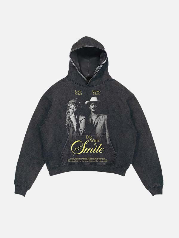 Lady Gaga Print Slant Pockets Hoodie