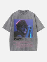 Bon Jovi Print Round Neck T-shirt