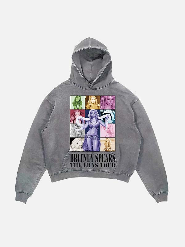 Britney Spears Print Slant Pockets Hoodie