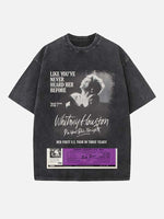 Whitney Houston Print Round Neck T-shirt