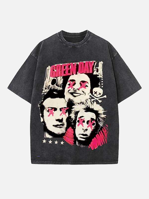 Green Day Print Round Neck T-shirt