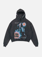 Dua Lipa Print Slant Pockets Hoodie