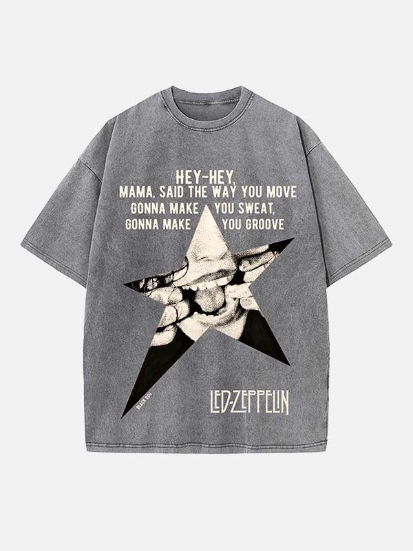 Led Zeppelin Print Round Neck T-shirt