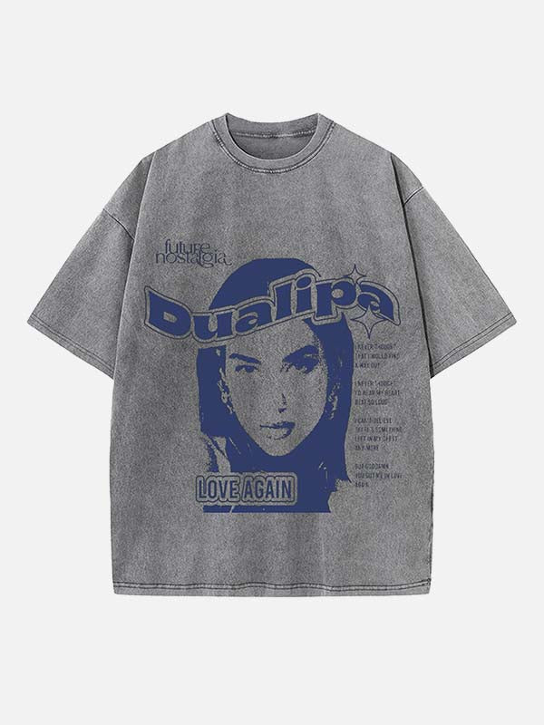 Dua Lipa Print Round Neck T-shirt