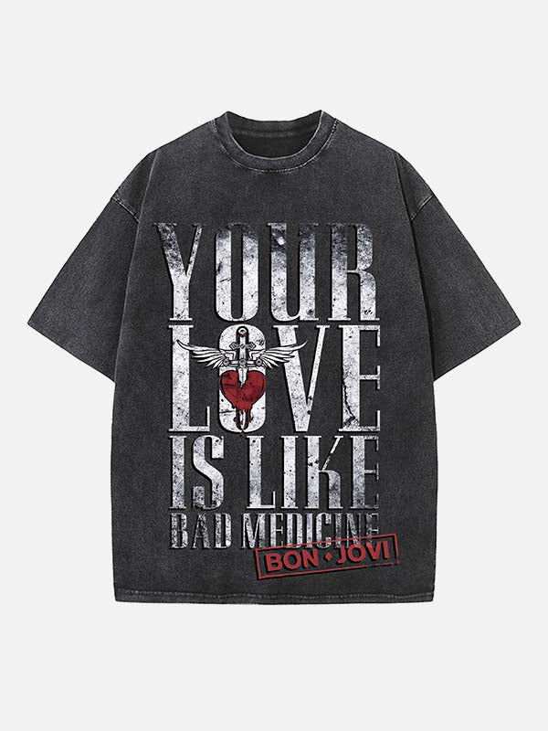 Bon Jovi Print Round Neck T-shirt