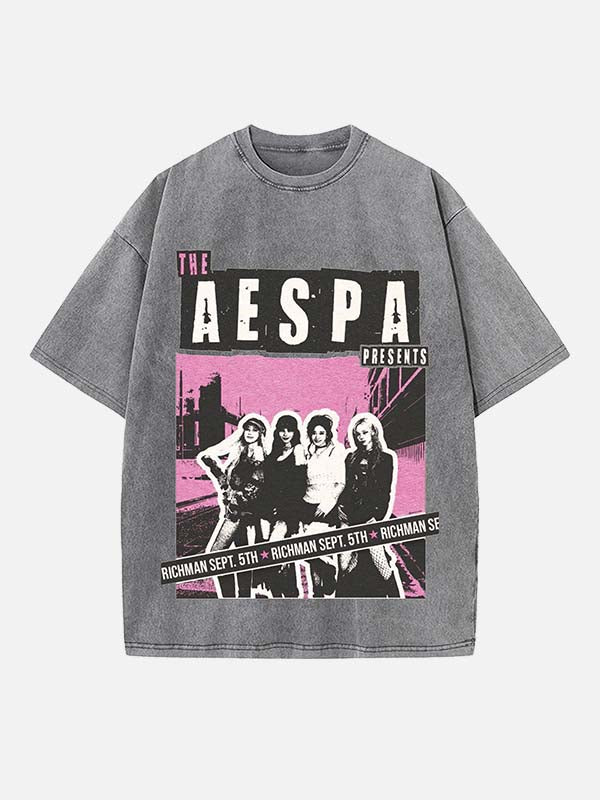 Aespa Print Round Neck T-shirt