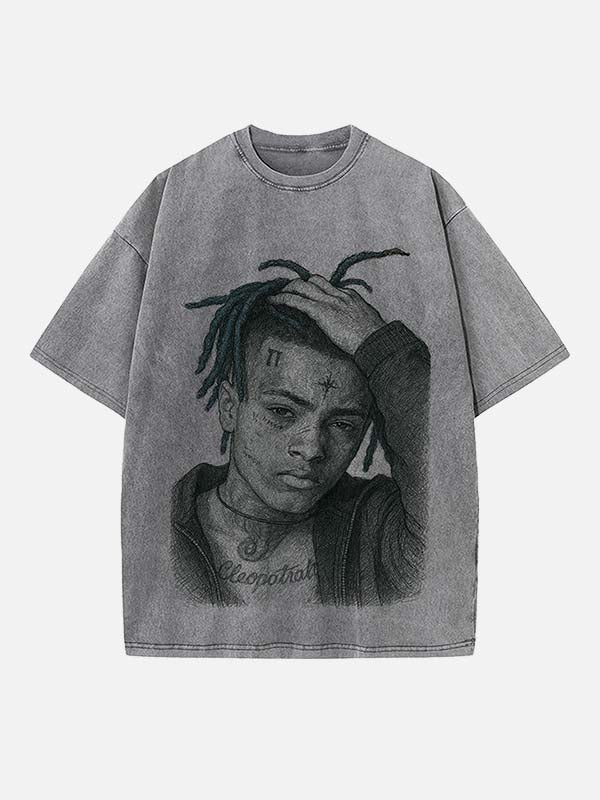 XXXTENTACION Print Round Neck T-shirt