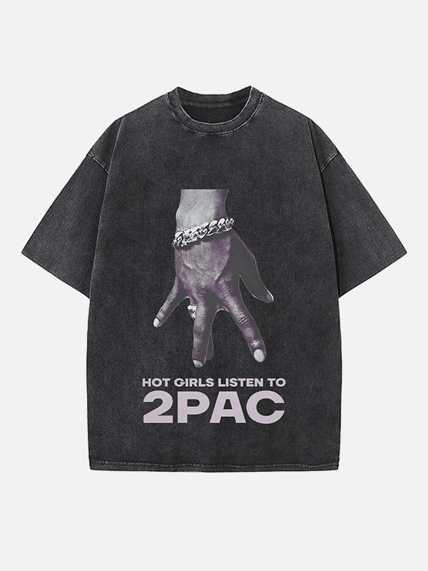 2Pac Print Round Neck T-shirt