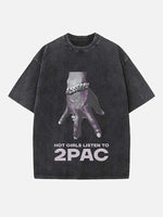2Pac Print Round Neck T-shirt