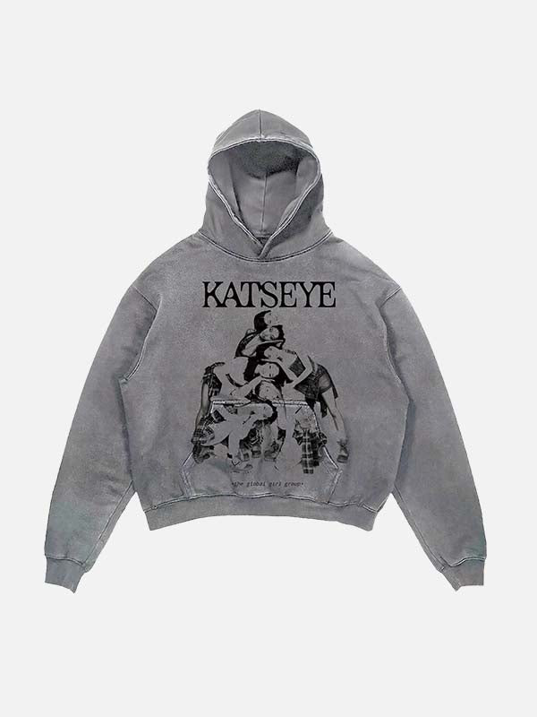 KATSEYE Print Slant Pockets Hoodie