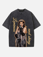 Rihanna Print Round Neck T-shirt