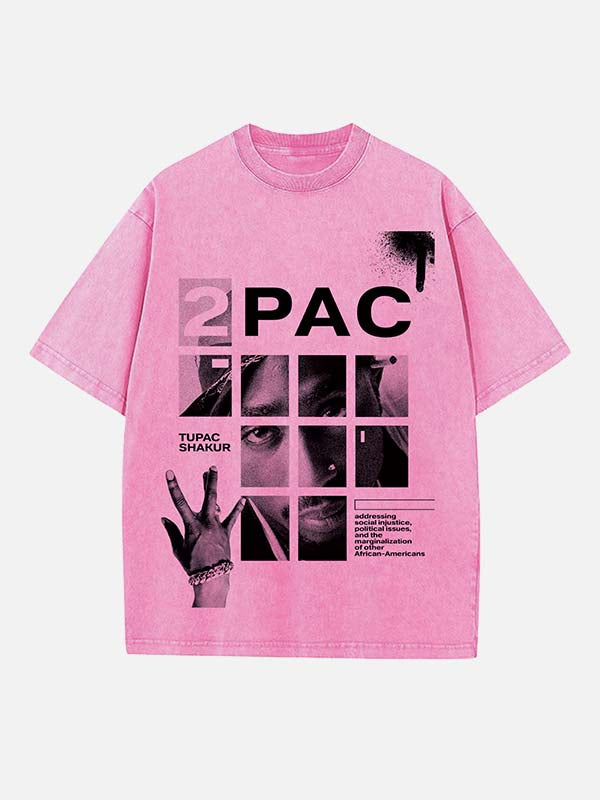 2Pac Print Round Neck T-shirt