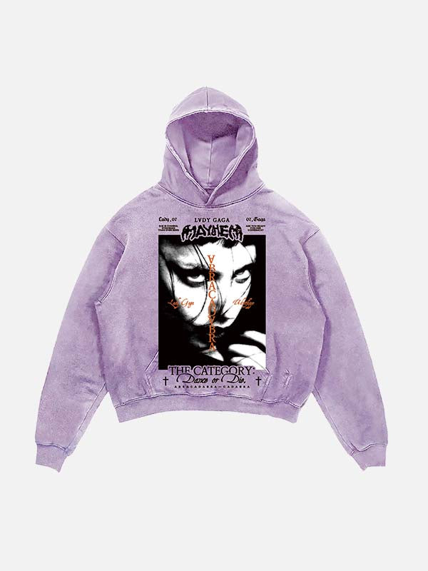 Lady Gaga Print Slant Pockets Hoodie
