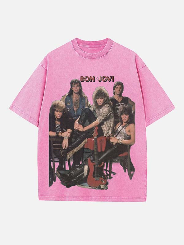 Bon Jovi Print Round Neck T-shirt
